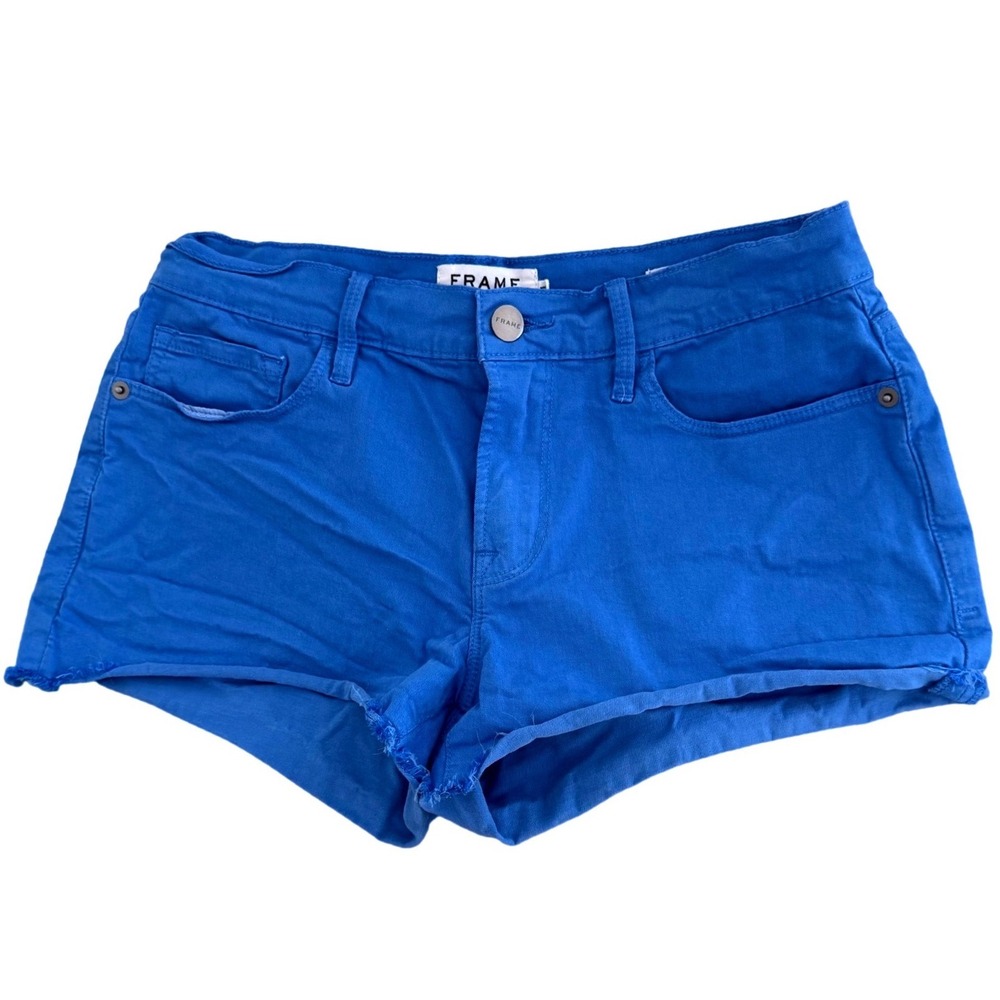 Frame Le Cutoff Denim Shorts Cobalt Blue Raw Hem Summer Beach 4th of July Sz 27